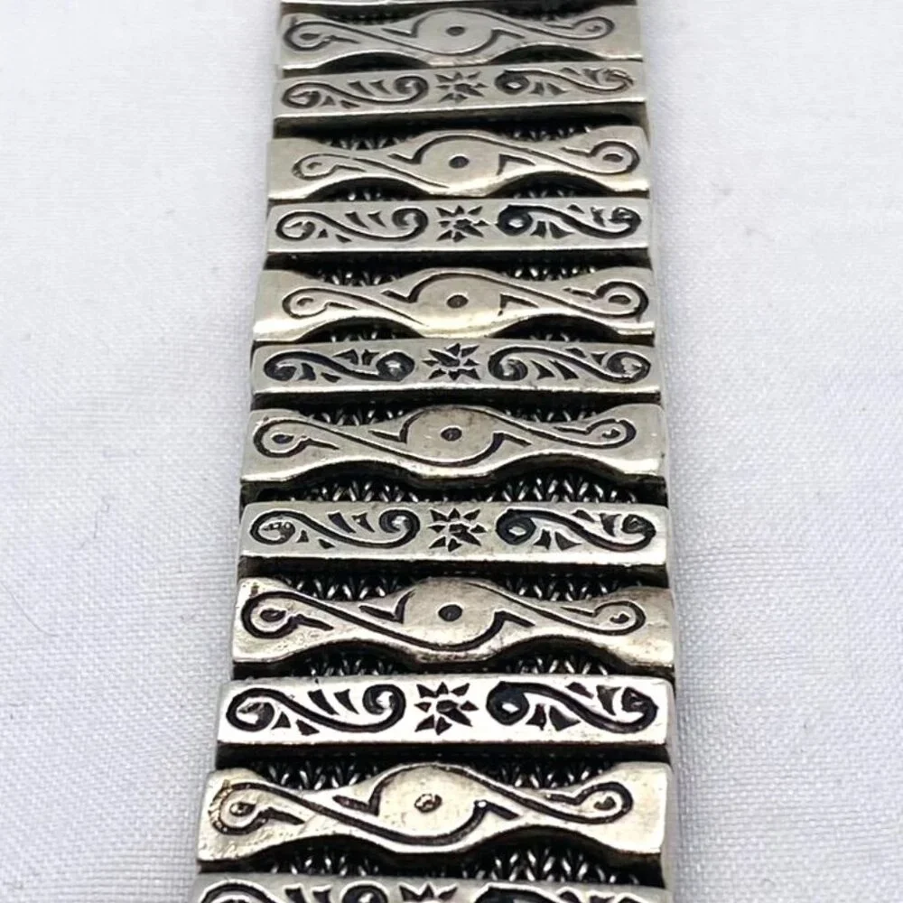SOLD!! Konstantino Sterling Silver Turquoise Panel Links Bracelet 6.75" - Picture 14 of 16